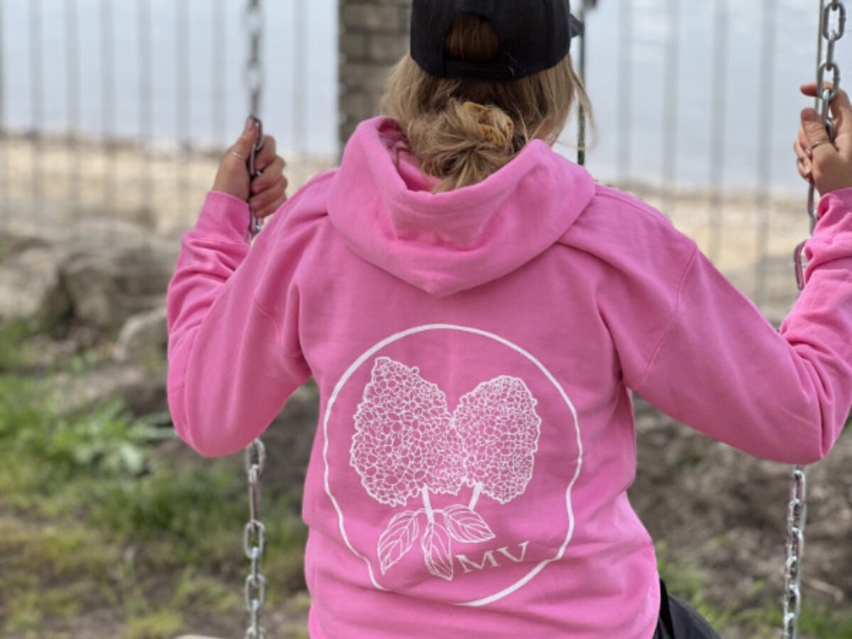 Pink hoodie with logo